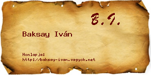 Baksay Iván névjegykártya