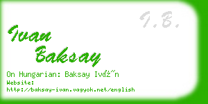 ivan baksay business card